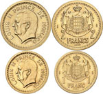 Louis II (1922-1949). Franc et 2 Francs non ... 