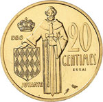 Rainier III (1949-2005). 20 centimes 1962, ... 