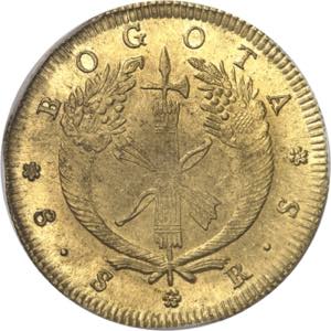 COLOMBIE République. 8 escudos 1830, RS, ... 