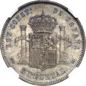 ESPAGNE Alphonse XII (1874-1885). 5 pesetas ... 