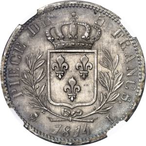 FRANCE Louis XVIII (1814-1824). 5 francs ... 
