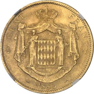 MONACO Charles III (1853-1889). 100 (Cent) ... 