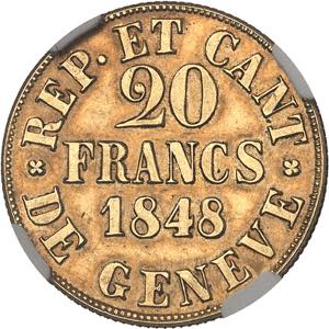 SUISSE Genève (canton de). 20 francs 1848, ... 