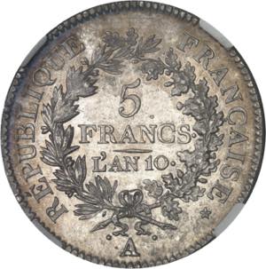 FRANCE Consulat (1799-1804). 5 francs Union ... 