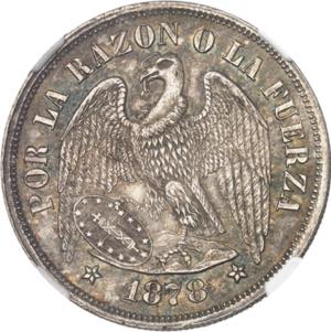 CHILI - CHILE République. Un peso 1878, ... 