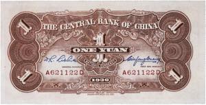 CHINE - CHINE Lot (2) - 1 yuan  - Banque ... 