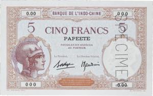 TAHITI - TAHITI 5 francs ... 
