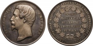 Bust of Napoleon III left. Rv. Legend in ... 