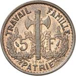État Français (1940-1944). 5 francs 1941, ... 