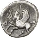 Corinthe (350-338 av. J.C.). Diobole argent. ... 