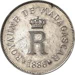 Ranavalona III (1883-1897). 5 francs 1886, ... 