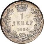 Pierre I (1903-1918). 1 dinara 1904. - Av. ... 