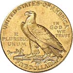 5 dollars Indien 1908, Denver. - Av. Tête ... 