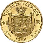 Léopold Ier (1831-1865). 10 francs or 1849, ... 