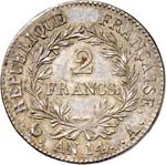 Premier Empire (1804-1814). 2 francs An 14, ... 