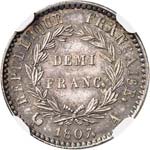 Premier Empire (1804-1814). Demi franc tête ... 