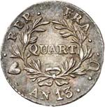 Premier Empire (1804-1814). 1/4 franc An 13, ... 