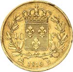 Louis XVIII (1816-1824). 40 francs or buste ... 
