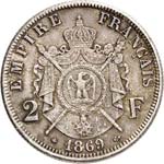 Napoléon III (1852-1870). 2 francs 1869, ... 