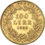 Vatican, Pie IX (1846-1878). 100 lire 1866 ... 