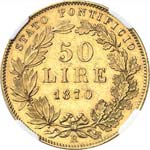 Vatican, Pie IX (1846-1878). 50 lire 1870 ... 