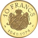 Rainier III (1949-2005). 10 francs or 1974, ... 