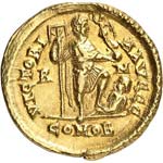 Honorius (393-423). Solidus, Rome.  Av. ... 