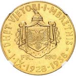 Zog Ier (1925-1939). 100 franga or 1938R, ... 