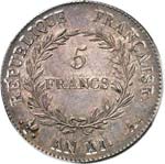 Consulat (1799-1804). 5 francs an XI A, ... 