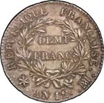 Consulat (1799-1804). 1/2 franc an 12 MA, ... 