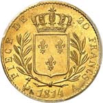 Louis XVIII (1814-1824). 20 francs or buste ... 