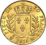 Louis XVIII (1814-1824). 20 francs or 1815, ... 
