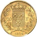 Louis XVIII (1814-1824). 20 francs or buste ... 
