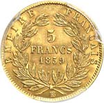 Napoléon III (1852-1870). 5 francs or ... 