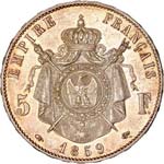 Napoléon III (1852-1870). 5 francs 1859 A, ... 