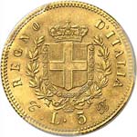 Victor Emmanuel II (1861-1878). 5 lire or ... 