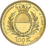 Fribourg. 100 francs 1934, Berne. Av. Soldat ... 