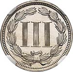 3 cent 1867, Philadelphie, frappe sur flan ... 