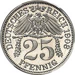 Prusse, Guillaume II (1888-1918). 25 pfennig ... 