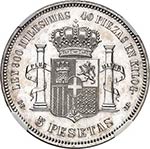 Amadeo I (1871-1873). 5 pesetas 1871 (71), ... 