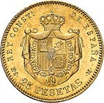 Alphonse XII (1874-1885). 25 pesetas 1885, ... 