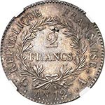 Consulat (1799-1804). 2 francs an 12 A, ... 