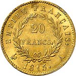Cent jours (1815). 20 francs 1815 A, Paris  ... 