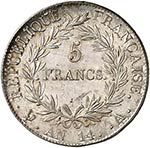 Premier Empire (1804-1814). 5 francs an 14 ... 