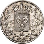 Louis XVIII (1814-1824). 5 francs 1820 H, La ... 