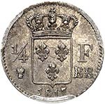 Louis XVIII (1814-1824). 1/4 franc 1817 BB, ... 