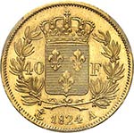 Charles X (1824-1830). 40 francs 1824 A, ... 