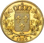 Charles X (1824-1830). 5 francs 1824 A, ... 