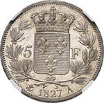 Charles X (1824-1830). 5 francs 1827 A, ... 