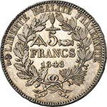II° République (1848-1852). 5 francs 1848, ... 